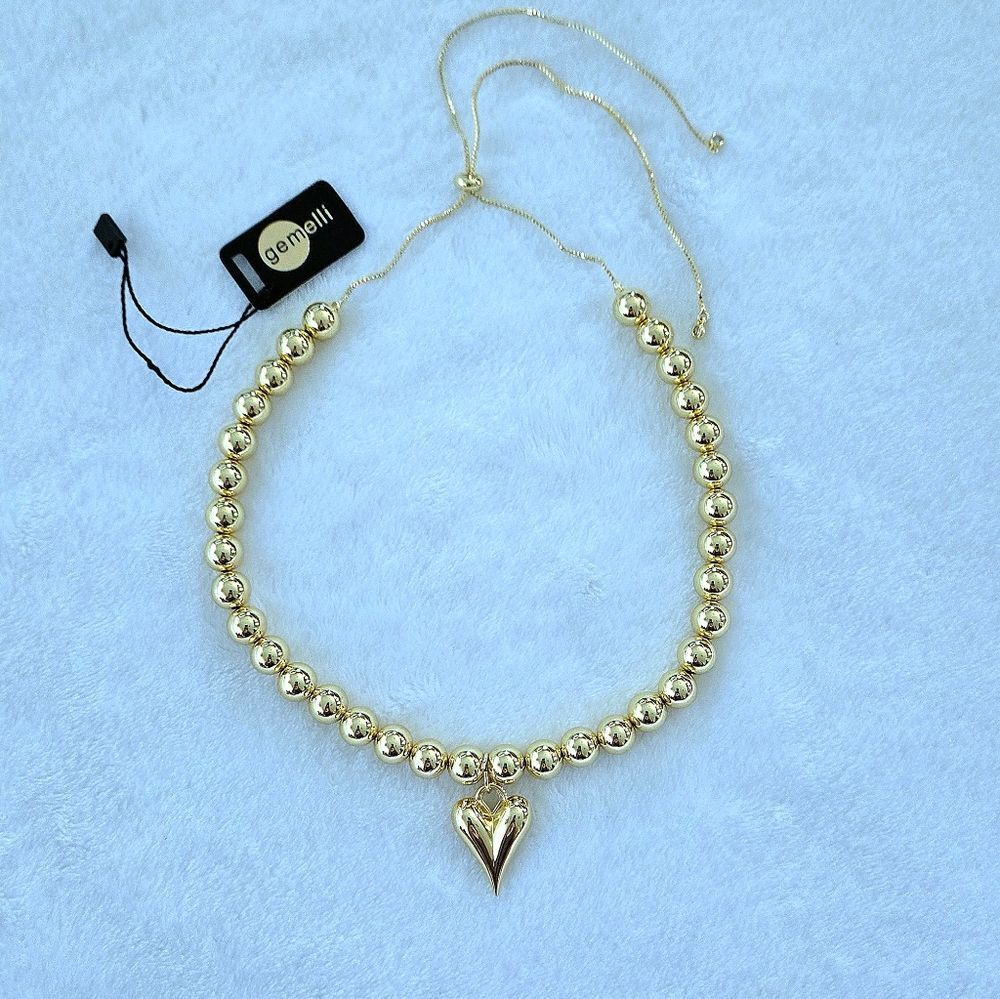 Gemelli👭 Gold💛 "Gianna" Happy😃 Heart❤️ Adjustable Necklace - NWT - Picture 3 of 15